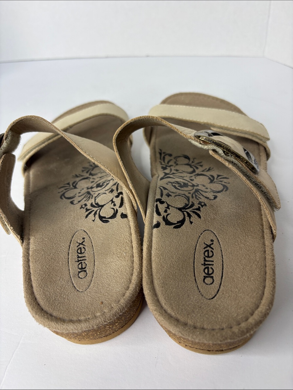 Aertrex Daisy Beige Buckle Strap Women's Slide Sandal - Picture 5 of 8
